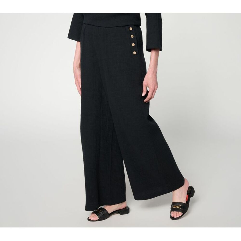 Joan Rivers Classics Collection Women's Petite Pants PL Marshmallow Black
